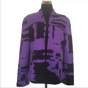 Ming Wang Purple Black Cardigan Jacket Small